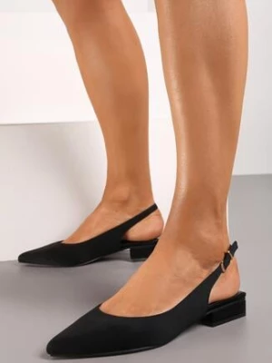 Czarne Sandały Vices z Odkrytą Piętą Zapinane na Sprzączkę Fiolalia