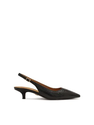 Czarne czółenka z tłoczonej skóry slingback Kazar