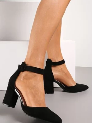 Czarne Czółenka Zapinane wokół Kostki z Ekozamszu na Słupku Xarfa