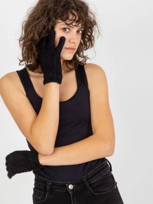 Czarne damskie rękawiczki zimowe