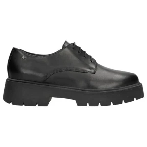 Czarne sznurowane półbuty damskie z gładkiej skóry licowej 46110-51 Wojas