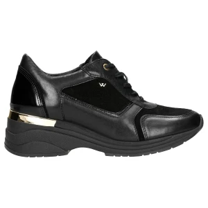 Czarne sneakersy damskie ze złotymi elementami 46115-71 Wojas