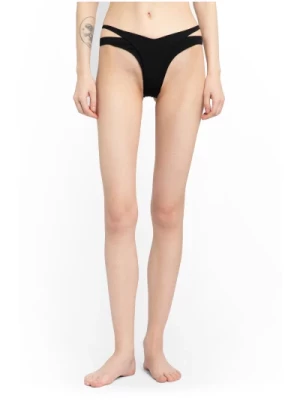 Czarne Dolne Części Bikini z Wycięciami Mugler