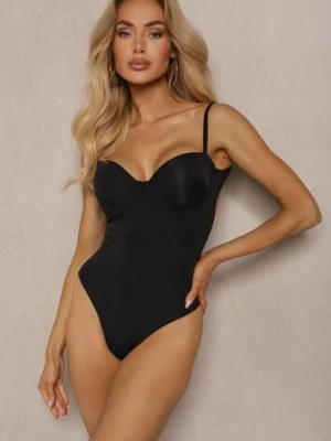 Czarne Dopasowane Body w Bieliźnianym Stylu na Ramiączka Pinnirae love magnolia