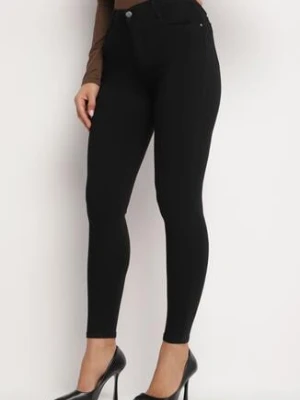 Czarne Dopasowane Jeansy z Bawełną Push Up z Wysokim Stanem Torsha daysie