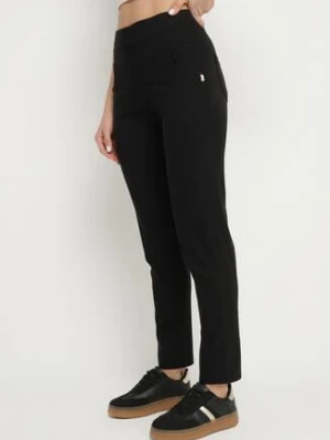 Czarne Dopasowane Spodnie z Bawełną i Wysokim Stanem Daviliana queene