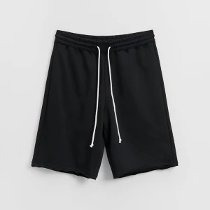 Czarne dresowe szorty z surowo wykończonymi brzegami House