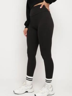 Czarne Dzianinowe Legginsy z Gumką w Pasie Junimza ideal