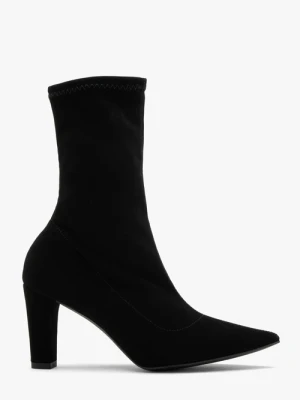 Czarne elastyczne botki na grubej szpilce Ryłko