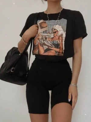 Czarne Elastyczne Szorty Biker o Fasonie Bodycon Marelliam rosa