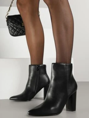 Czarne Eleganckie Botki do Kostki na Słupkowym Obcasie Tevitta vices