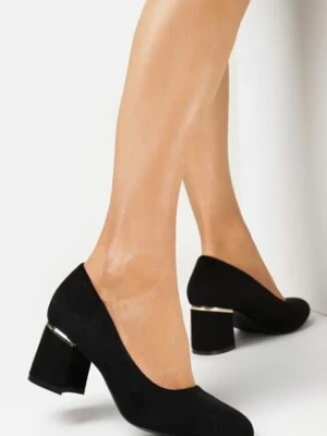 Czarne Eleganckie Czółenka na Słupku z Okrągłym Noskiem Kaelyn