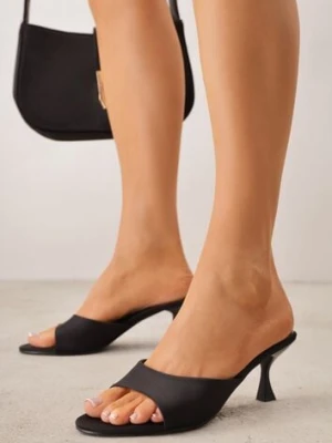 Czarne Eleganckie Klapki Peep Toe na Klepsydrowym Obcasie Jilthine pallika paris