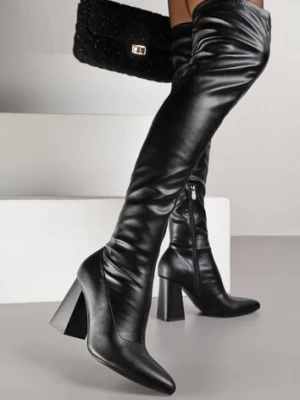 Czarne Eleganckie Kozaki Vices na Słupku z Dopasowaną Cholewką Nianesa