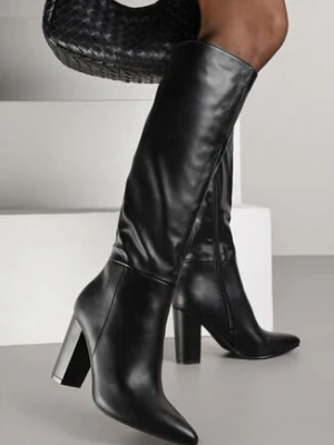 Czarne Eleganckie Kozaki Vices na Słupku ze Szpiczastym Noskiem Lanirrea