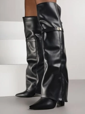 Czarne Eleganckie Kozaki za Kolano z Cholewką Imitującą Nogawkę Zenesseria