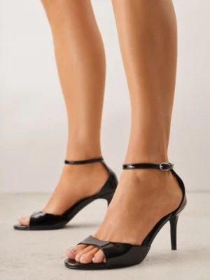 Czarne Eleganckie Sandały na Szpilce z Paskiem z Klamerką Berose la flor