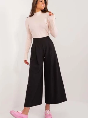 Czarne eleganckie spodnie damskie typu culotte Italy Moda