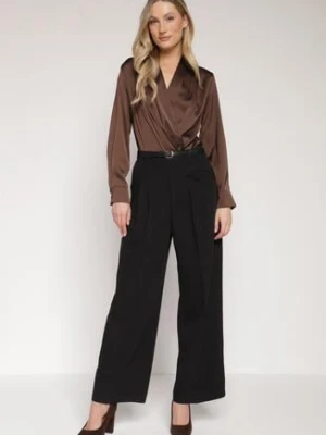 Czarne Eleganckie Spodnie w Garniturowym Stylu z Zakładkami Illthai bisou's project