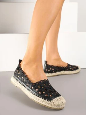 Zdjęcie produktu Czarne Espadryle Ażurową Cholewką i Plecionką Ismio