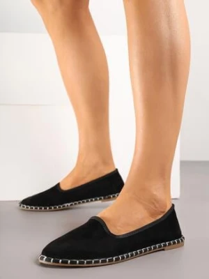 Czarne Espadryle Balerinki z Ozdobnymi Przeszyciami Firavione lavie