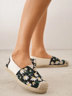 Czarne Espadryle Ozdobione Kwiatowym Haftem i Plecionką Kiranth ballada