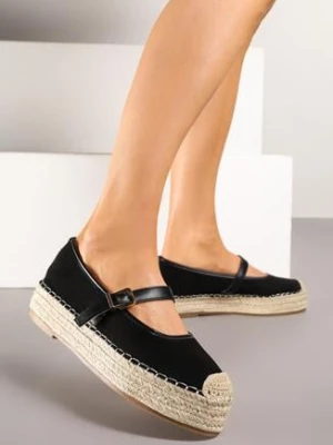 Czarne Espadryle Ozdobione Paskiem i Plecionką Fevandre seastar