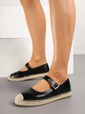 Zdjęcie produktu Czarne Espadryle Ozdobione Paskiem i Plecionką Noniara