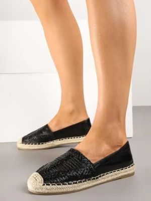 Czarne Espadryle z Ozdobną Plecionką na Cholewce w Stylu Boho Adisella mulanka