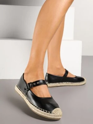 Czarne Espadryle z Plecionką i Paskiem Galvesis