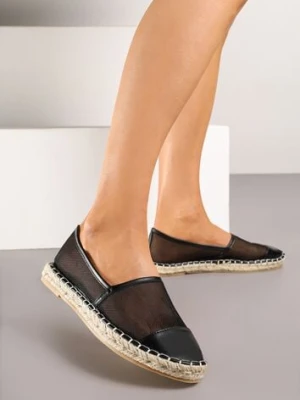 Czarne Espadryle z Siateczki na Plecionej Podeszwie Folirelin bellucci