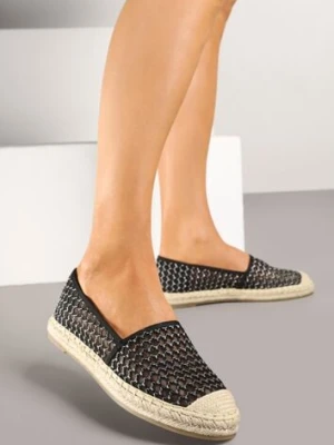 Czarne Espadryle z Siateczkową Cholewką i Plecionką Lillevi c'm paris