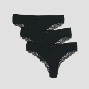 Czarne figi 3-pak z koronkowym tyłem House