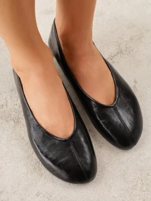 Czarne Gładkie Balerinki Basic z Zaokrąglonym Noskiem Kaleta marquiiz