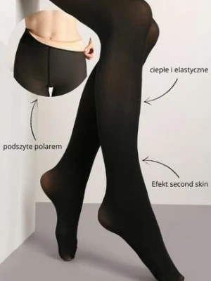 Zdjęcie produktu Czarne Gładkie Rajstopy z Wewnętrznym Ociepleniem Emitharia