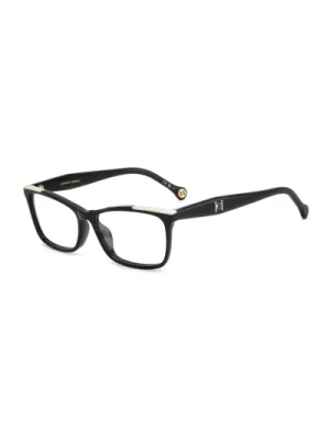 Czarne i białe stylowe okulary Carolina Herrera