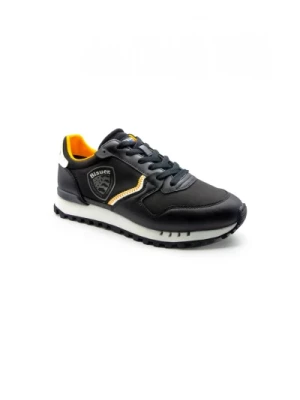 Czarne i Pomarańczowe Skórzane Sneakersy S4Dixon02 Blauer