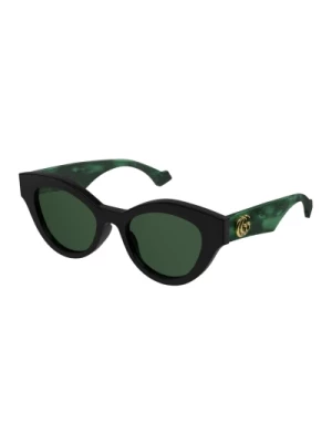 Czarne i zielone okulary przeciwsłoneczne w kształcie kocich oczu Gucci