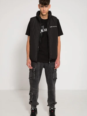 Czarne jeansowe spodnie typu joggery z naszywanymi kieszeniami Reporter