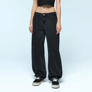 Czarne jeansy baggy barrel fit House