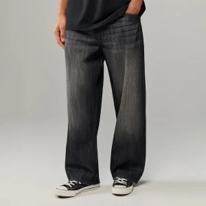 Czarne jeansy baggy fit loose z regulacją House