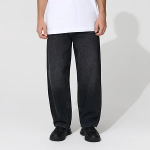 Czarne jeansy baggy fit skater z efektem sprania House
