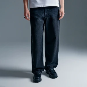 Czarne jeansy baggy fit z nadrukiem w stylu graffiti House