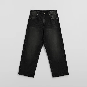 Czarne jeansy baggy fit z nadrukiem w stylu tribal House
