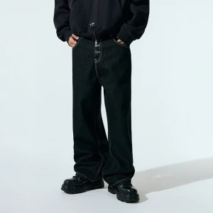 Czarne jeansy baggy loose fit House