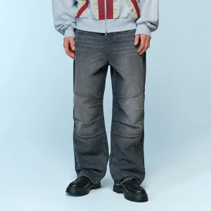 Czarne jeansy baggy loose fit z przeszyciami House