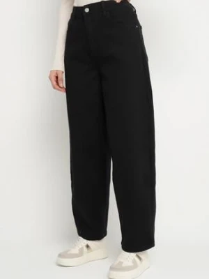 Czarne Jeansy Balloon o Szerokim Kroju z Wysokim Stanem Zalinira milas91