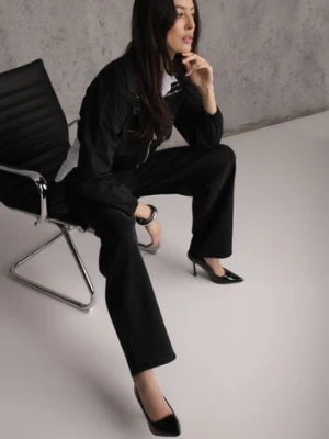 Czarne Jeansy Barrel Fit High Waist z Bawełną Rolimia