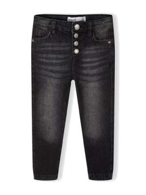 Czarne jeansy dziewczęce o wąskim kroju skinny z kieszeniami Minoti