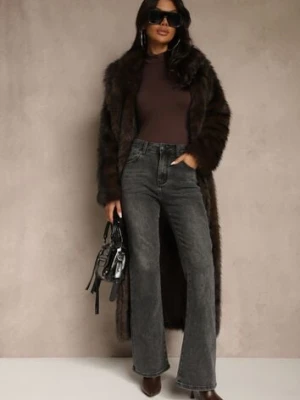 Czarne Jeansy Dzwony High Waist z Dodatkiem Wiskozy Unenaia milas91